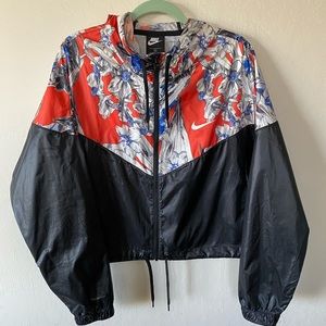 NIKE Floral Print Crop Windbreaker Jacket Size 2x